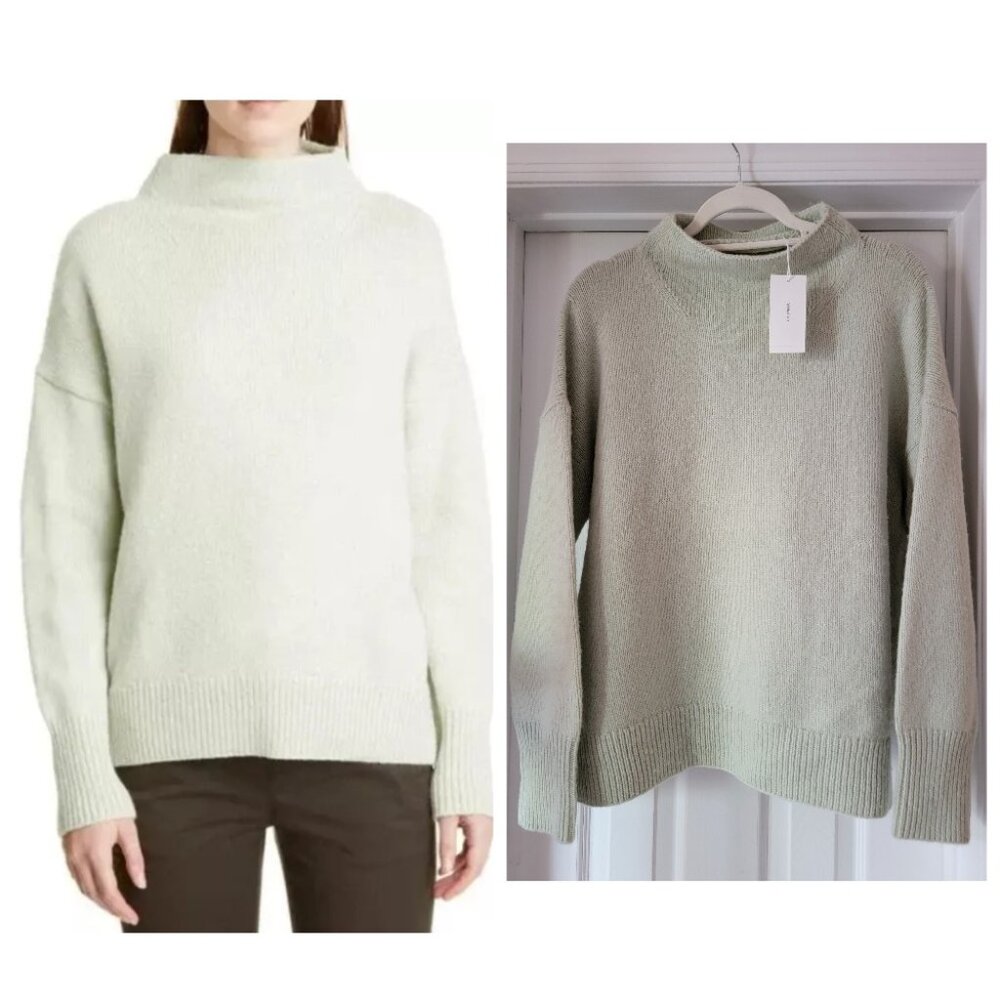 Vince Marbled Funnel Neck Wool Blend Sweater, Size L, NWT